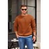 COOFANDY Men’s Crewneck Sweatshirts Long Sleeves Fleece Sweatshirts Thermal Casual Pullover Shirt(Caramel)