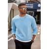 COOFANDY Men’s Crewneck Sweatshirts Long Sleeves Fleece Sweatshirts Thermal Casual Pullover Shirt(Light Blue)