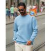 COOFANDY Men’s Crewneck Sweatshirts Long Sleeves Fleece Sweatshirts Thermal Casual Pullover Shirt(Light Blue)