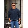 COOFANDY Men’s Crewneck Sweatshirts Long Sleeves Fleece Sweatshirts Thermal Casual Pullover Shirt(Navy Blue)