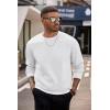 COOFANDY Men’s Crewneck Sweatshirts Long Sleeves Fleece Sweatshirts Thermal Casual Pullover Shirt(White)