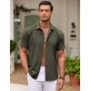 COOFANDY Men’s Cuban Guayabera Shirt Short Sleeve Button Down Shirts Casual Summer Beach Shirts(Army Green)