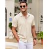COOFANDY Men’s Cuban Guayabera Shirt Short Sleeve Button Down Shirts Casual Summer Beach Shirts(Beige)