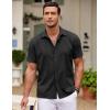 COOFANDY Men’s Cuban Guayabera Shirt Short Sleeve Button Down Shirts Casual Summer Beach Shirts(Black)