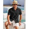 COOFANDY Men’s Cuban Guayabera Shirt Short Sleeve Button Down Shirts Casual Summer Beach Shirts(Black)
