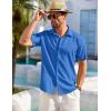 COOFANDY Men’s Cuban Guayabera Shirt Short Sleeve Button Down Shirts Casual Summer Beach Shirts(Blue)