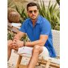 COOFANDY Men’s Cuban Guayabera Shirt Short Sleeve Button Down Shirts Casual Summer Beach Shirts(Blue)