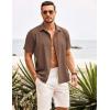 COOFANDY Men’s Cuban Guayabera Shirt Short Sleeve Button Down Shirts Casual Summer Beach Shirts(Brown)
