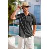 COOFANDY Men’s Cuban Guayabera Shirt Short Sleeve Button Down Shirts Casual Summer Beach Shirts(Dark Grey)