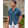 COOFANDY Men’s Cuban Guayabera Shirt Short Sleeve Button Down Shirts Casual Summer Beach Shirts(Denim Blue)