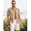 COOFANDY Men’s Cuban Guayabera Shirt Short Sleeve Button Down Shirts Casual Summer Beach Shirts(Khaki)