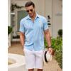 COOFANDY Men’s Cuban Guayabera Shirt Short Sleeve Button Down Shirts Casual Summer Beach Shirts(Light Blue)