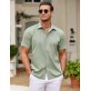 COOFANDY Men’s Cuban Guayabera Shirt Short Sleeve Button Down Shirts Casual Summer Beach Shirts(Light Green)