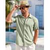 COOFANDY Men’s Cuban Guayabera Shirt Short Sleeve Button Down Shirts Casual Summer Beach Shirts(Light Green)