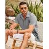COOFANDY Men’s Cuban Guayabera Shirt Short Sleeve Button Down Shirts Casual Summer Beach Shirts(Light Grey)