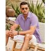 COOFANDY Men’s Cuban Guayabera Shirt Short Sleeve Button Down Shirts Casual Summer Beach Shirts(Light Purple)