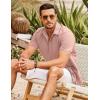 COOFANDY Men’s Cuban Guayabera Shirt Short Sleeve Button Down Shirts Casual Summer Beach Shirts(Misty Rose)