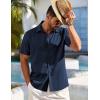 COOFANDY Men’s Cuban Guayabera Shirt Short Sleeve Button Down Shirts Casual Summer Beach Shirts(Navy Blue)