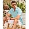 COOFANDY Men’s Cuban Guayabera Shirt Short Sleeve Button Down Shirts Casual Summer Beach Shirts(Sky Blue)