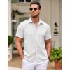 COOFANDY Men’s Cuban Guayabera Shirt Short Sleeve Button Down Shirts Casual Summer Beach Shirts(White)