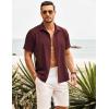 COOFANDY Men’s Cuban Guayabera Shirt Short Sleeve Button Down Shirts Casual Summer Beach Shirts(Wine Red)