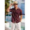 COOFANDY Men’s Cuban Guayabera Shirt Short Sleeve Button Down Shirts Casual Summer Beach Shirts(Wine Red)