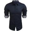 COOFANDY Men’s Dress Shirt Long Sleeve Casual Button Down Shirt Wrinkle Free Formal Business Shirts(Dark Blue)