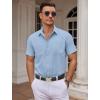COOFANDY Mens Dress Shirts Short Sleeve Business Casual Shirts Regular Fit Casual Button Down Untucked Shirts(Blue)