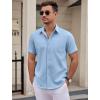 COOFANDY Mens Dress Shirts Short Sleeve Business Casual Shirts Regular Fit Casual Button Down Untucked Shirts(Blue)