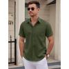 COOFANDY Mens Dress Shirts Short Sleeve Business Casual Shirts Regular Fit Casual Button Down Untucked Shirts(Dark Army Green)