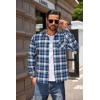 COOFANDY Men’s Flannel Shirts Long Sleeve Button Down Plaid Shirt Lightweight Shirt(Blue & Navy Blue)