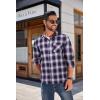 COOFANDY Men’s Flannel Shirts Long Sleeve Button Down Plaid Shirt Lightweight Shirt(Purple White Black)