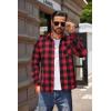 COOFANDY Men’s Flannel Shirts Long Sleeve Button Down Plaid Shirt Lightweight Shirt(Red & Black Plaid)