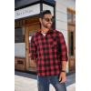 COOFANDY Men’s Flannel Shirts Long Sleeve Button Down Plaid Shirt Lightweight Shirt(Red & Black Plaid)