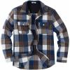 COOFANDY Men’s Flannel Shirts Long Sleeve Cotton Plaid Shirt Jacket Casual Button Down Shirt with Pockets(Blue Plaid)