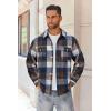 COOFANDY Men’s Flannel Shirts Long Sleeve Cotton Plaid Shirt Jacket Casual Button Down Shirt with Pockets(Blue Plaid)
