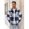 COOFANDY Men’s Flannel Shirts Long Sleeve Cotton Plaid Shirt Jacket Casual Button Down Shirt with Pockets(Blue White)