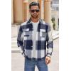 COOFANDY Men’s Flannel Shirts Long Sleeve Cotton Plaid Shirt Jacket Casual Button Down Shirt with Pockets(Blue White)