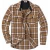 COOFANDY Men’s Flannel Shirts Long Sleeve Cotton Plaid Shirt Jacket Casual Button Down Shirt with Pockets(Brown White)