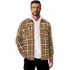 COOFANDY Men’s Flannel Shirts Long Sleeve Cotton Plaid Shirt Jacket Casual Button Down Shirt with Pockets(Brown White)