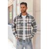 COOFANDY Men’s Flannel Shirts Long Sleeve Cotton Plaid Shirt Jacket Casual Button Down Shirt with Pockets(Grey Brown)