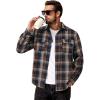 COOFANDY Men’s Flannel Shirts Long Sleeve Cotton Plaid Shirt Jacket Casual Button Down Shirt with Pockets(Navy Blue Yellow)