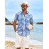 COOFANDY Men’s Hawaiian Shirt Short Sleeve Casual Button Down Tropical Summer Beach Aloha Shirts(Blue-white Flowers)