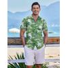 COOFANDY Men’s Hawaiian Shirt Short Sleeve Casual Button Down Tropical Summer Beach Aloha Shirts(Green-white Flowers)
