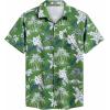 COOFANDY Men’s Hawaiian Shirt Short Sleeve Casual Button Down Tropical Summer Beach Aloha Shirts(Green-white Flowers)
