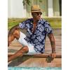 COOFANDY Men’s Hawaiian Shirt Short Sleeve Casual Button Down Tropical Summer Beach Aloha Shirts(Navy-white Flowers)