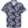 COOFANDY Men’s Hawaiian Shirt Short Sleeve Casual Button Down Tropical Summer Beach Aloha Shirts(Navy-white Flowers)