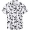 COOFANDY Men’s Hawaiian Shirt Short Sleeve Casual Button Down Tropical Summer Beach Aloha Shirts(White-coconut Tree)