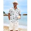 COOFANDY Men’s Hawaiian Shirt Short Sleeve Casual Button Down Tropical Summer Beach Aloha Shirts(White-green Leaves)