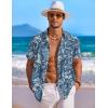 COOFANDY Men’s Hawaiian Shirt Short Sleeve Floral Button Down Shirts Tropical Holiday Beach Shirts(Floral – Denim Blue)